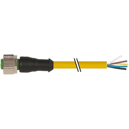 M12 Female 0° With Cable, PVC 5x0.34 Ye UL/CSA 5m